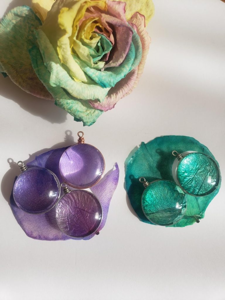 Purple and Teal SisTers PGH Rainbow Rose Petal Pendant