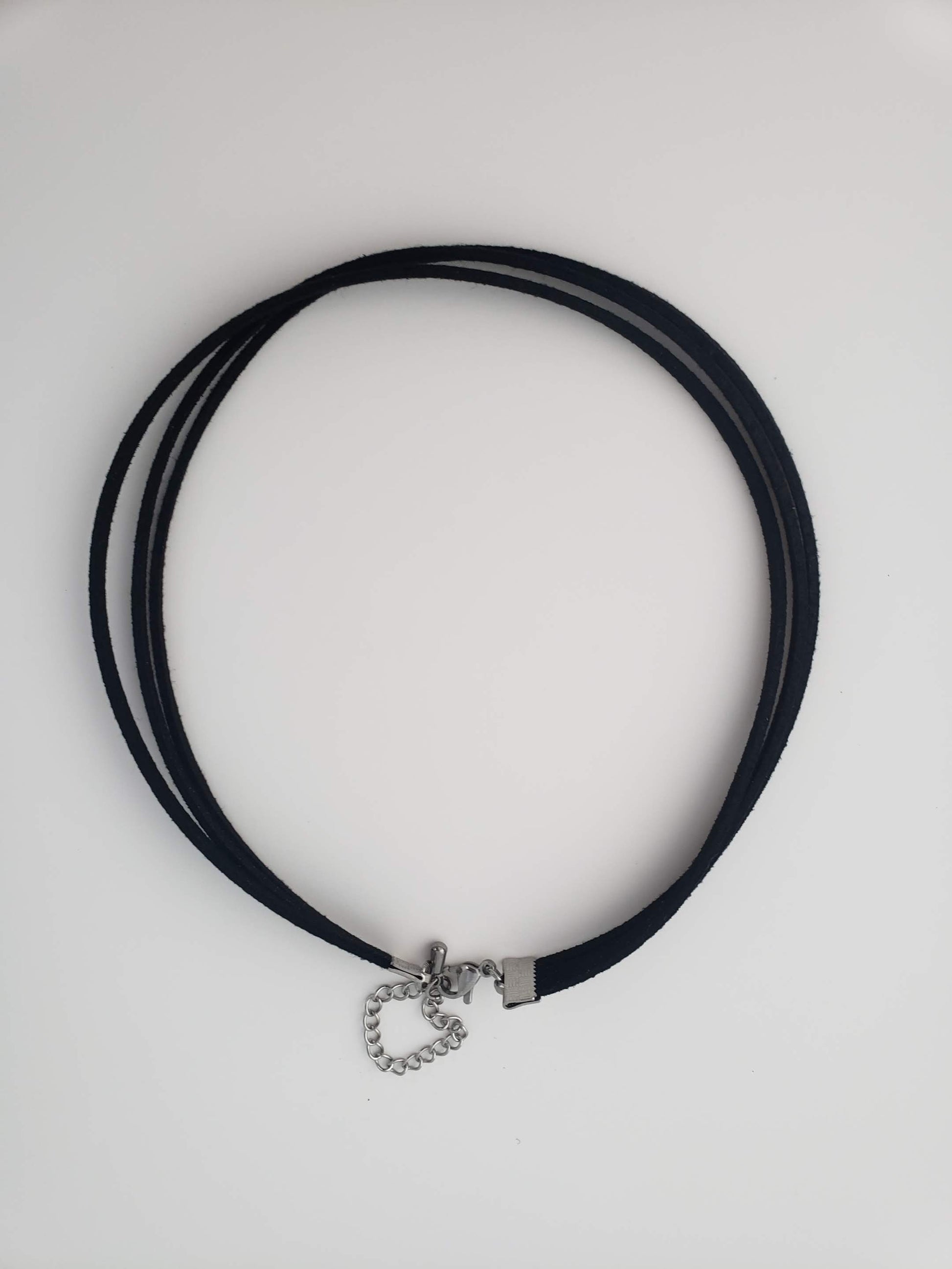 13" Stacked Faux Leather Choker on a white background